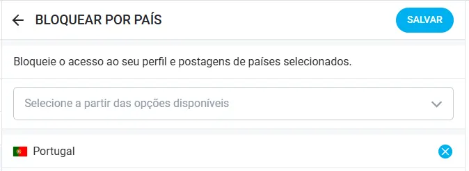 Definições no onlyfans.com para bloquear Portugal